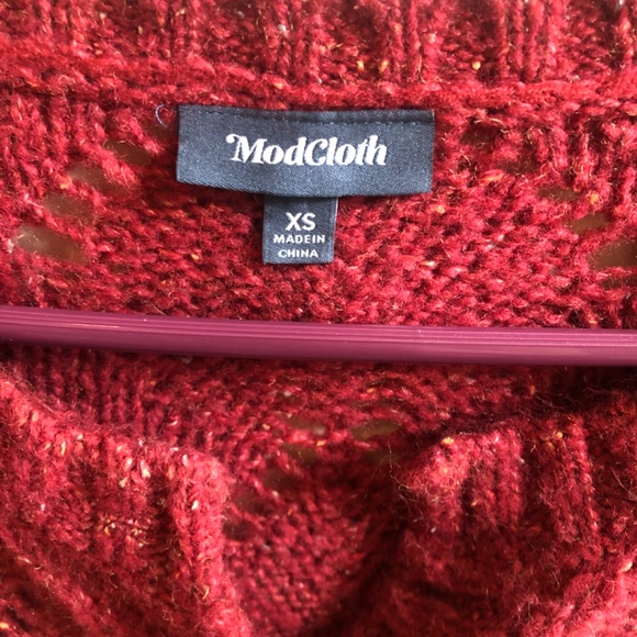 ModCloth “Proud Achievement” soft red fuzzy sweater/cardigan - Picture 3 of 6